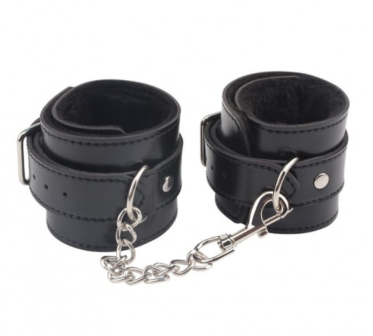 Черные оковы на ноги Obey Me Leather Ankle Cuffs - Chisa - купить с доставкой в Копейске
