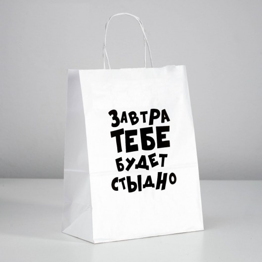 Подарочный пакет  Завтра тебе будет стыдно  - 30 х 24 см. - UPAK LAND - купить с доставкой в Копейске
