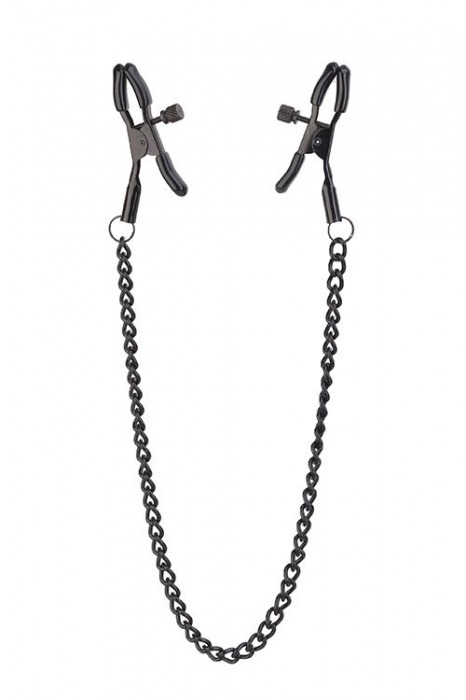 Черные зажимы на соски на цепочке BLAZE DELUXE NIPPLE CLAMPS - Dream Toys - купить с доставкой в Копейске