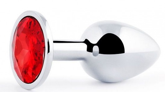 Серебристая анальная пробка с красным стразом - 7,2 см. - Anal Jewelry Plug - купить с доставкой в Копейске