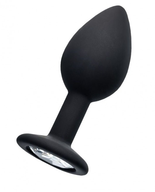 Черная анальная втулка с прозрачным стразом - 7,2 см. - POPO Pleasure - купить с доставкой в Копейске