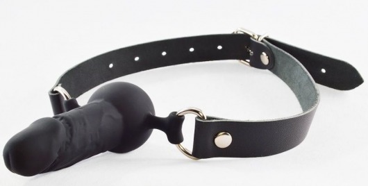 Черный кляп-шар с фаллосом на регулируемых ремешках - Sitabella - купить с доставкой в Копейске