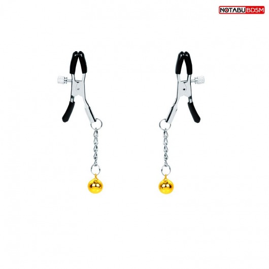 Оригинальные зажимы на соски с желтыми шариками - Notabu - купить с доставкой в Копейске