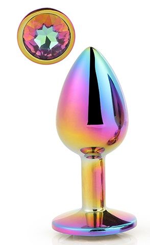 Голографическая анальная втулка с радужным кристаллом - 7,1 см. - Dream Toys - купить с доставкой в Копейске