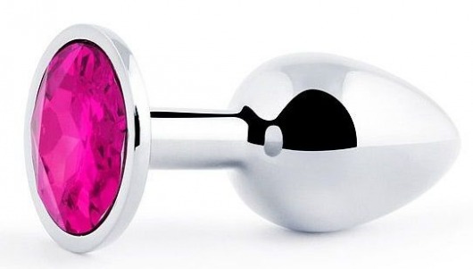 Серебристая анальная пробка с малиновым кристаллом - 7,2 см. - Anal Jewelry Plug - купить с доставкой в Копейске