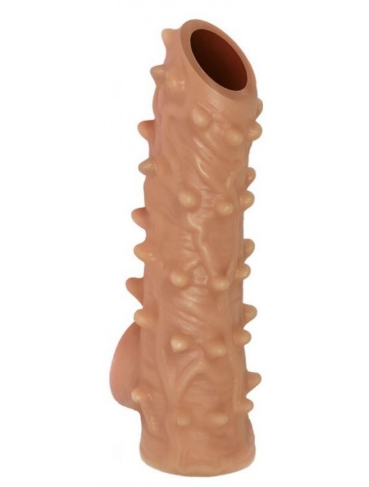 Телесная насадка с шипами и открытой головкой Nude Sleeve L - 14 см. - KOKOS - в Копейске купить с доставкой