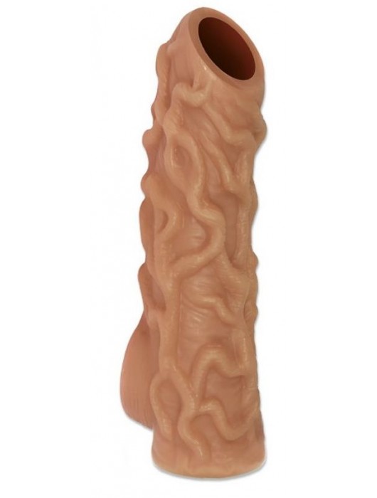 Телесная насадка с венками и открытой головкой Nude Sleeve S - 10 см. - KOKOS - в Копейске купить с доставкой