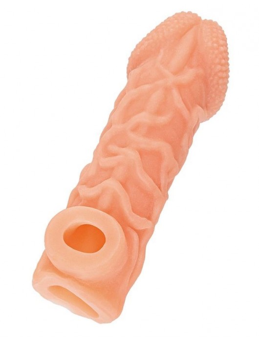 Телесная закрытая насадка с венками Cock Sleeve Size S - 13,8 см. - KOKOS - в Копейске купить с доставкой