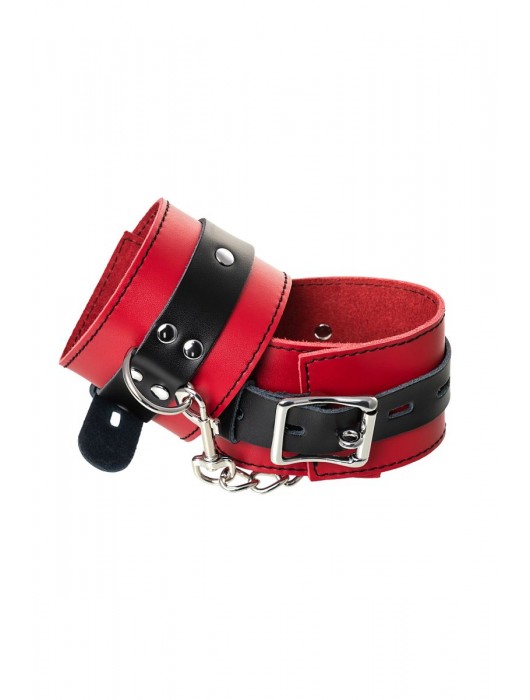 Красно-черные оковы на ноги из кожи - ToyFa - купить с доставкой в Копейске