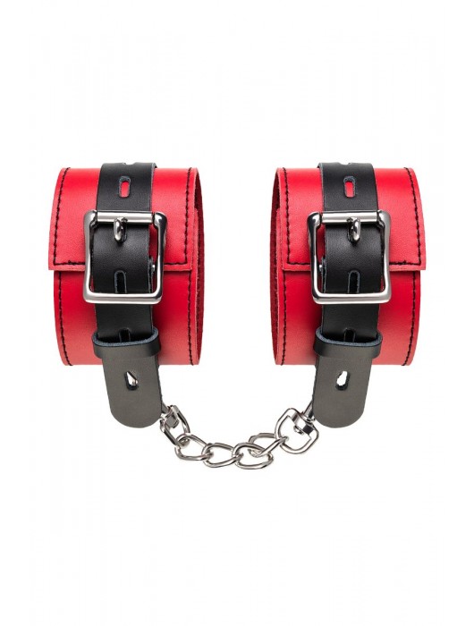 Красно-черные оковы на ноги из кожи - ToyFa - купить с доставкой в Копейске