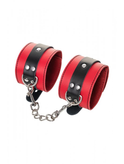 Красно-черные оковы на ноги из кожи - ToyFa - купить с доставкой в Копейске