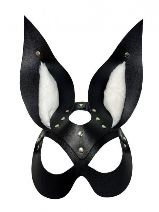Черная маска зайки с белым мехом на ушках Miss Bunny - БДСМ Арсенал - купить с доставкой в Копейске