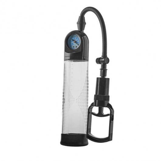 Прозрачная вакуумная помпа с манометром Deluxe Penis Pump - Dream Toys - в Копейске купить с доставкой