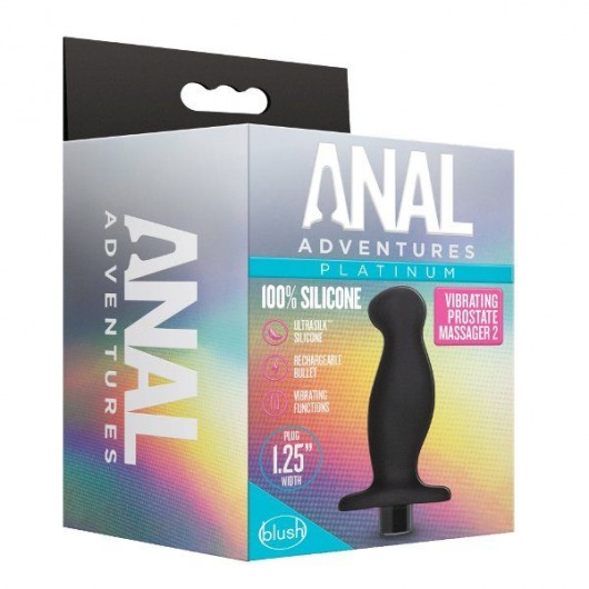 Черный анальный вибромассажёр Silicone Vibrating Prostate Massager 02 - 10,8 см. - Blush Novelties - в Копейске купить с доставкой