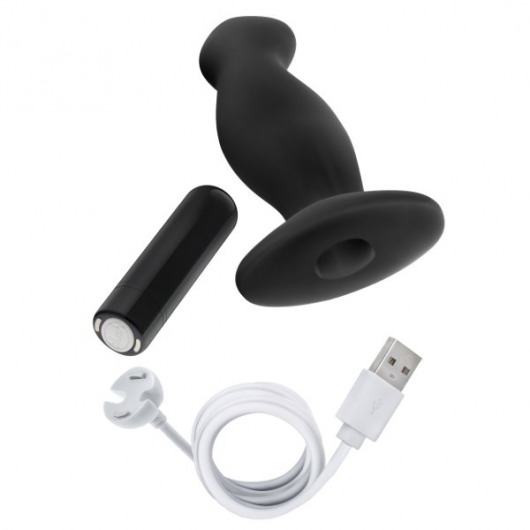 Черный анальный вибромассажёр Silicone Vibrating Prostate Massager 02 - 10,8 см. - Blush Novelties - в Копейске купить с доставкой