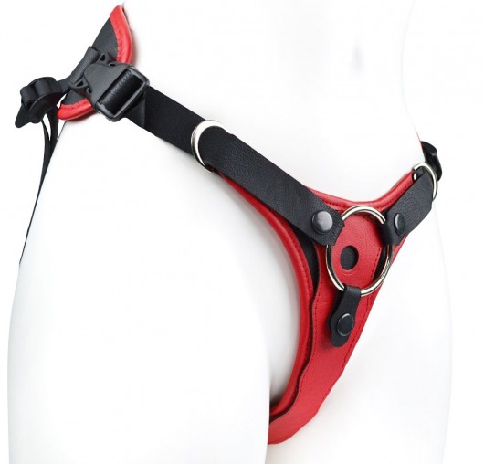 Красно-черный женский пояс с 2 способами крепления насадок - LOVETOY (А-Полимер) - купить с доставкой в Копейске