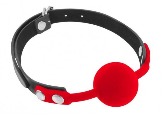 Красный кляп-шарик на черных ремешках - Fetish Tentation - купить с доставкой в Копейске