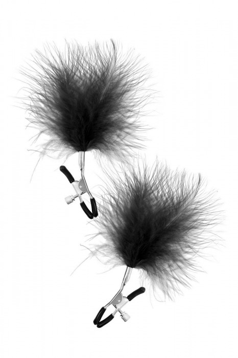Зажимы на соски с черными пуховыми кисточками Sweet Caress Feather Nipple Clumps - Sweet Caress - купить с доставкой в Копейске