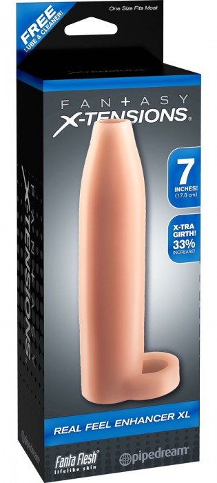 Телесная насадка Real Feel Enhancer XL - 17 см. - Pipedream - в Копейске купить с доставкой