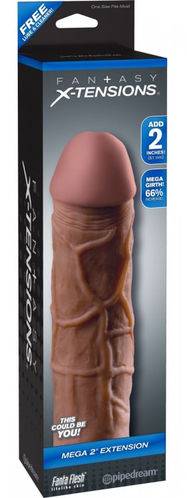 Коричневая насадка Mega 2  Extension - 20,3 см. - Pipedream - в Копейске купить с доставкой