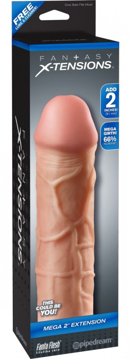 Телесная насадка Mega 2 Extension - 20 см. - Pipedream - в Копейске купить с доставкой