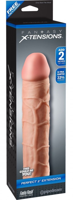 Телесная насадка Fantasy X-tensions Perfect 2  Extension - 20,3 см. - Pipedream - в Копейске купить с доставкой