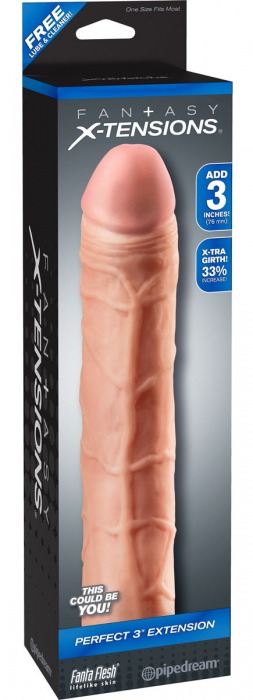 Телесная удлиняющая насадка Perfect 3 Extension - 22 см. - Pipedream - в Копейске купить с доставкой