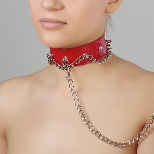 Красный ошейник из натуральной кожи - Sitabella - купить с доставкой в Копейске