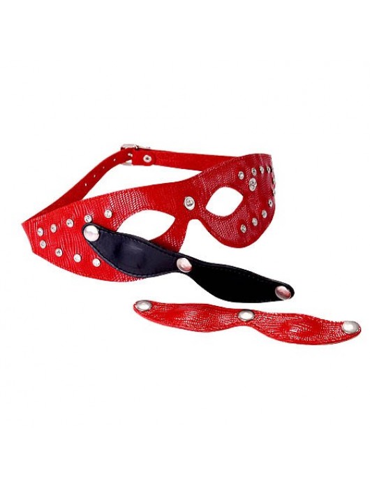 Красная кожаная маска со съёмными шорами - Sitabella - купить с доставкой в Копейске
