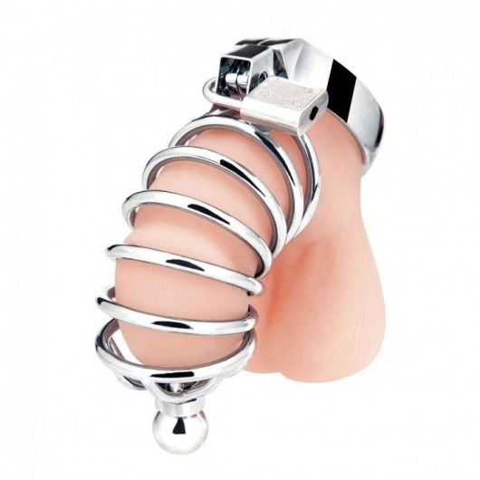 Серебристая клетка для члена Urethral Play Cage - BlueLine - купить с доставкой в Копейске