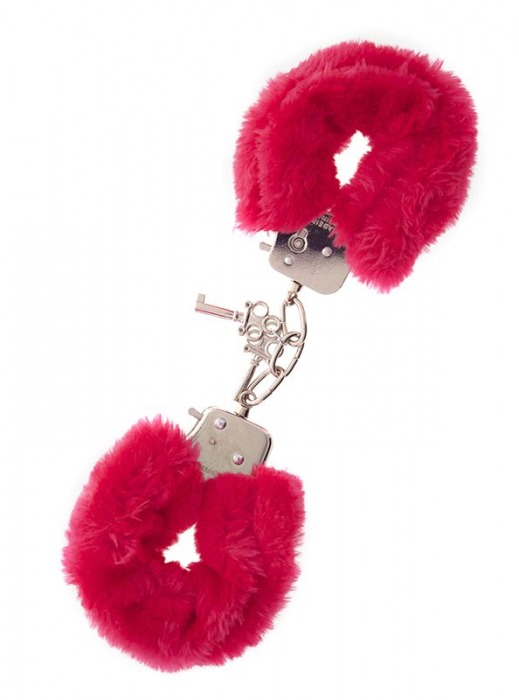 Металлические наручники с красной меховой опушкой METAL HANDCUFF WITH PLUSH RED - Dream Toys - купить с доставкой в Копейске