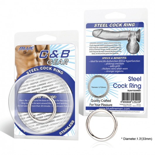 Стальное эрекционное кольцо STEEL COCK RING - 3.5 см. - BlueLine - в Копейске купить с доставкой
