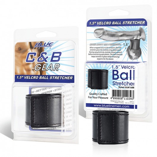 Хомут-утяжка для мошонки из искусственной кожи на липучке VELCRO BALL STRETCHER- 4 см. - BlueLine - в Копейске купить с доставкой