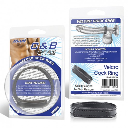 Кольцо на пенис из искусственной кожи на липучке VELCRO COCK RING - 5 см. - BlueLine - в Копейске купить с доставкой