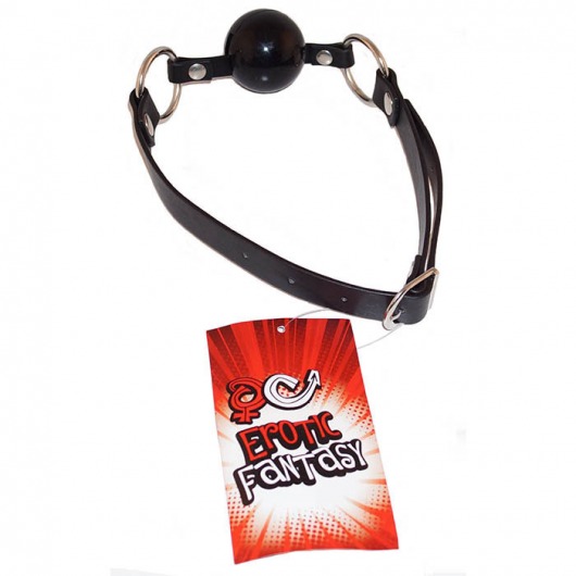 Силиконовый черный кляп-шарик на ремне Black Ballgag - Erotic Fantasy - купить с доставкой в Копейске