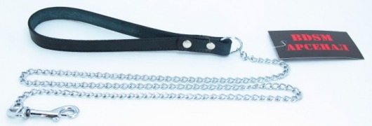 Металлический поводок с кожаной ручкой - БДСМ Арсенал - купить с доставкой в Копейске