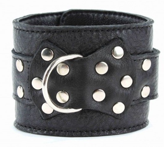 Чёрные наручники  из кожи с пряжкой - БДСМ Арсенал - купить с доставкой в Копейске