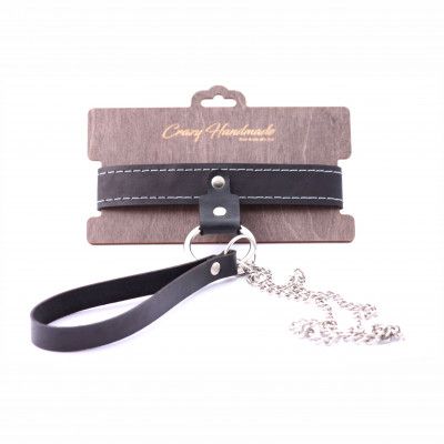 Узкий однослойный ошейник с поводком - Crazy Handmade - купить с доставкой в Копейске