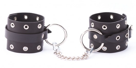 Черные кожаные оковы с люверсами - Crazy Handmade - купить с доставкой в Копейске