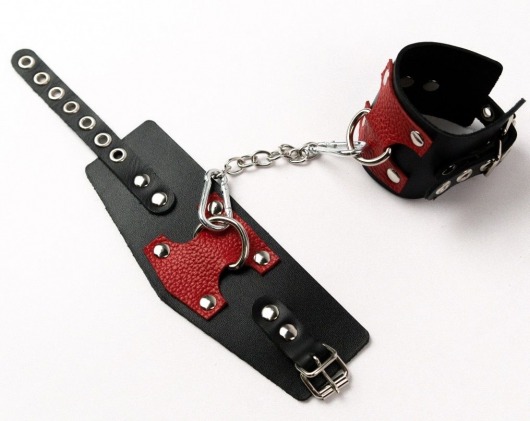 Черные кожаные оковы с красными вставками - Crazy Handmade - купить с доставкой в Копейске