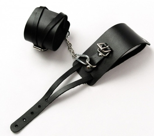 Черные кожаные оковы с креплением в виде веревочек - Crazy Handmade - купить с доставкой в Копейске