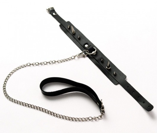 Черный ошейник с шипами и поводком - Crazy Handmade - купить с доставкой в Копейске