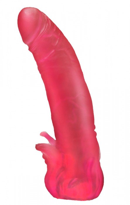 Розовая насадка для страпона с клиторальными лепестками - 18,5 см. - LOVETOY (А-Полимер) - купить с доставкой в Копейске