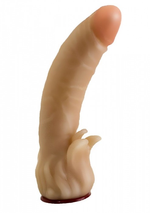Телесная гелевая насадка-фаллос с клиторальными лепестками - 18,5 см. - LOVETOY (А-Полимер) - купить с доставкой в Копейске