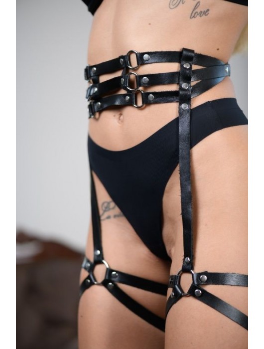 Кожаные гартеры на поясе Esteria - БДСМ Арсенал - купить с доставкой в Копейске