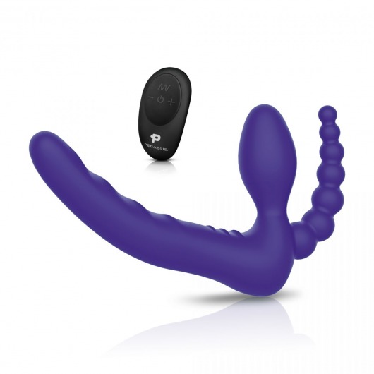 Фиолетовый безремневой страпон с пультом ДУ 7’’ Remote Control Strapless - 24 см. - Pegasus - купить с доставкой в Копейске