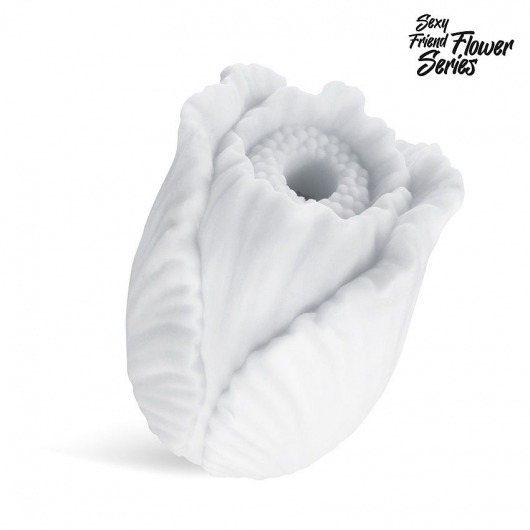 Белый нереалистичный мастурбатор в форме бутона цветка Tulips - 1137 - в Копейске купить с доставкой