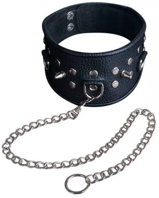 Чёрный ошейник из кожи - Sitabella - купить с доставкой в Копейске