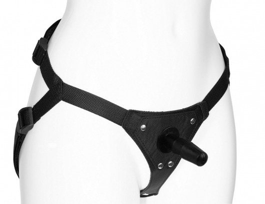 Черный женский пояс-трусики с плугом - LOVETOY (А-Полимер) - купить с доставкой в Копейске