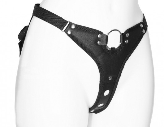 Черный женский пояс с вагинальной пробкой - LOVETOY (А-Полимер) - купить с доставкой в Копейске